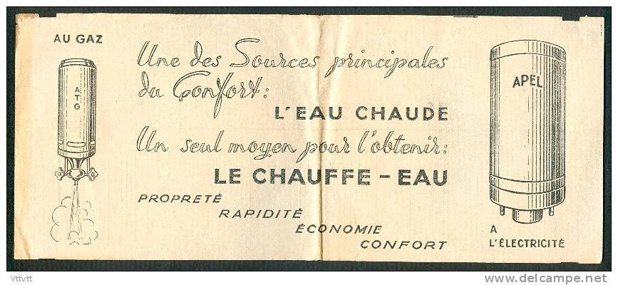 Juin 1954 : Quittance Electricité Et Gaz De France, Crosne (Essonne), Publicité Chauffe-Eau Avec Dessins Au Verso... - Electricity & Gas