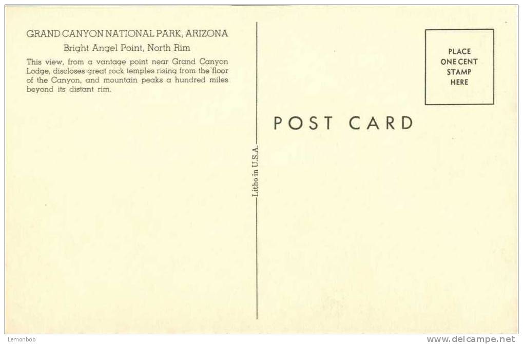 USA – United States – Grand Canyon National Park, Arizona Old Unused Postcard [P3518] - Grand Canyon