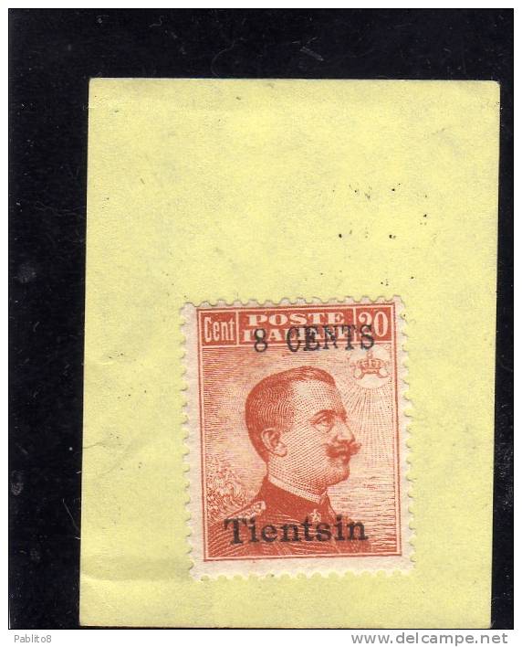 TIENTSIN TIENSTIN 1918 - 1919 SOPRASTAMPATO D'ITALIA ITALY OVERPRINTED CENTS 8 C SU 20 CENT. MNH - Tientsin