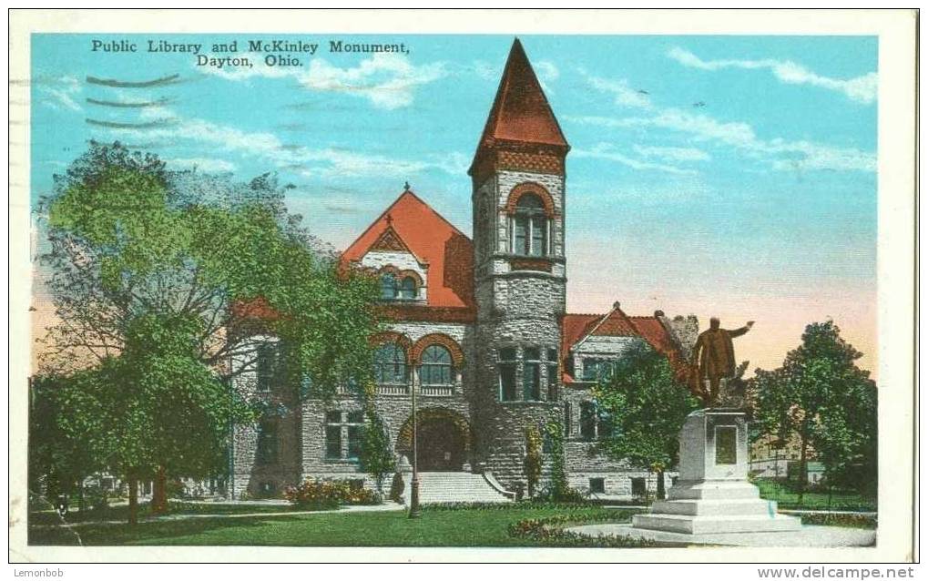 USA – United States – Public Library And McKinley Monument, Dayton, Ohio 1929 Used Postcard [P3549] - Dayton