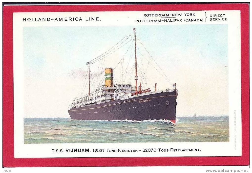 HOLLAND AMERIKA LINE - PAQUEBOT T.S.S. RIJNDAM - Steamers