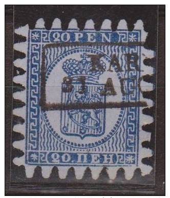 Finland, Suomi, 1866, 20 Penni Blue, Well Centered, Perfect Teeth - Used Stamps