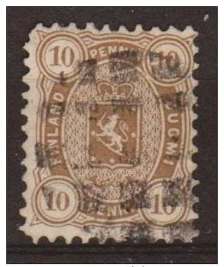 Finland, Suomi, 1881, 10 Penni Olive-brown, With Cork Cancelation - Used Stamps