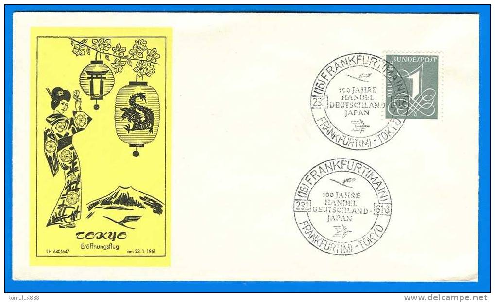 JAPAN FDC 100 YEARS OF TRADE WITH GERMAN 1961 - FDC