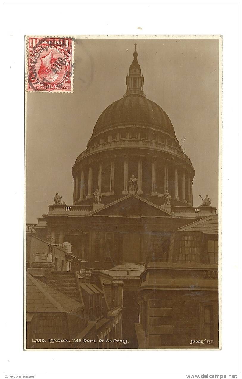 Cp, Angleterre, Londres, The Dome Of St-Paul, Voyagée 1917 - St. Paul's Cathedral