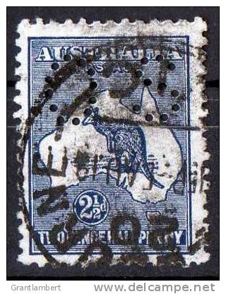 Australia 1913 21/2d Indigo Kangaroo 1st Watermark Perf Small OS Used - Actual Stamp -  Melbourne - Oblitérés