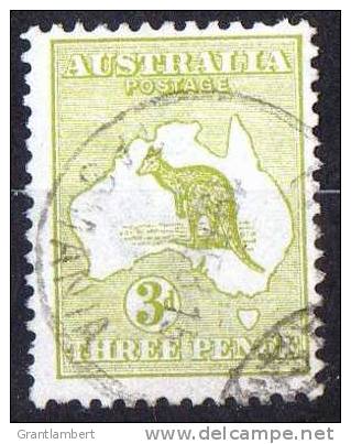 Australia 1913 3d Olive Kangaroo 1st Watermark Used - Actual Stamp -  SG 5 - Tasmania - Oblitérés