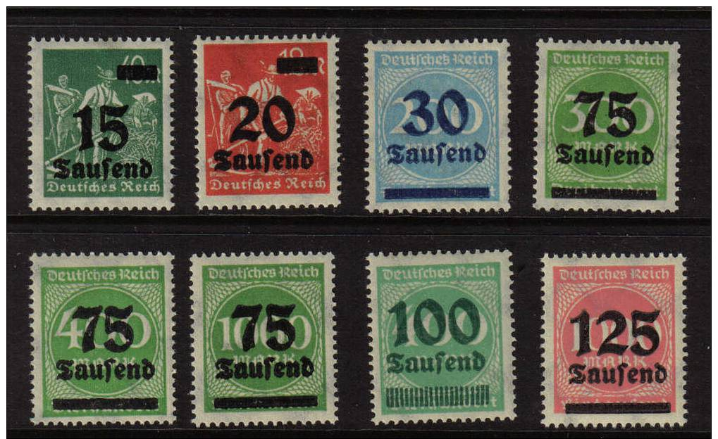 GERMANY 1923  8 OVERPRINTS UNMOUNTED MINT SUPERB DEUTSCHES REICH DEUTSCHLAND ALLEMAGNE ALEMANIA - Unused Stamps