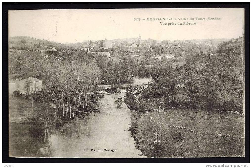 CPA  ANCIENNE- FRANCE- MORTAGNE (85)- VUE GENERALE PRISE DU PRIEURÉ- VALLEE DU TOUET EN HIVER- DÉVERSOIR- - Mortagne Sur Sevre