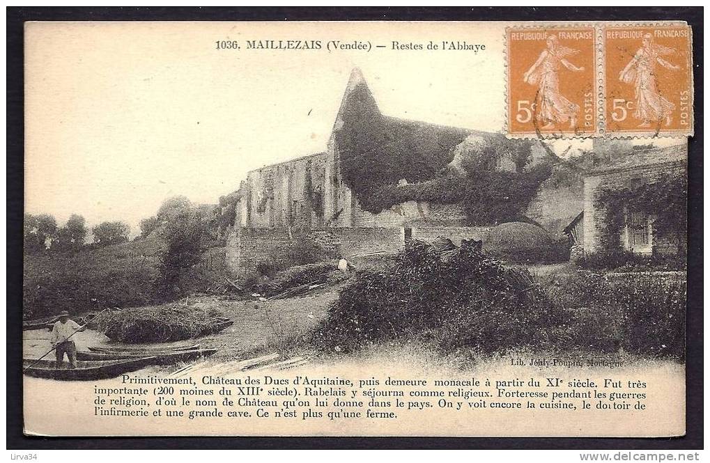 CPA  ANCIENNE- FRANCE- MAILLEZAIS (85)- RESTES DE L'ABBAYE EN GROS PLAN- RABELAIS Y SÉJOURNA- VOIR TEXTE SUR CPA - Maillezais