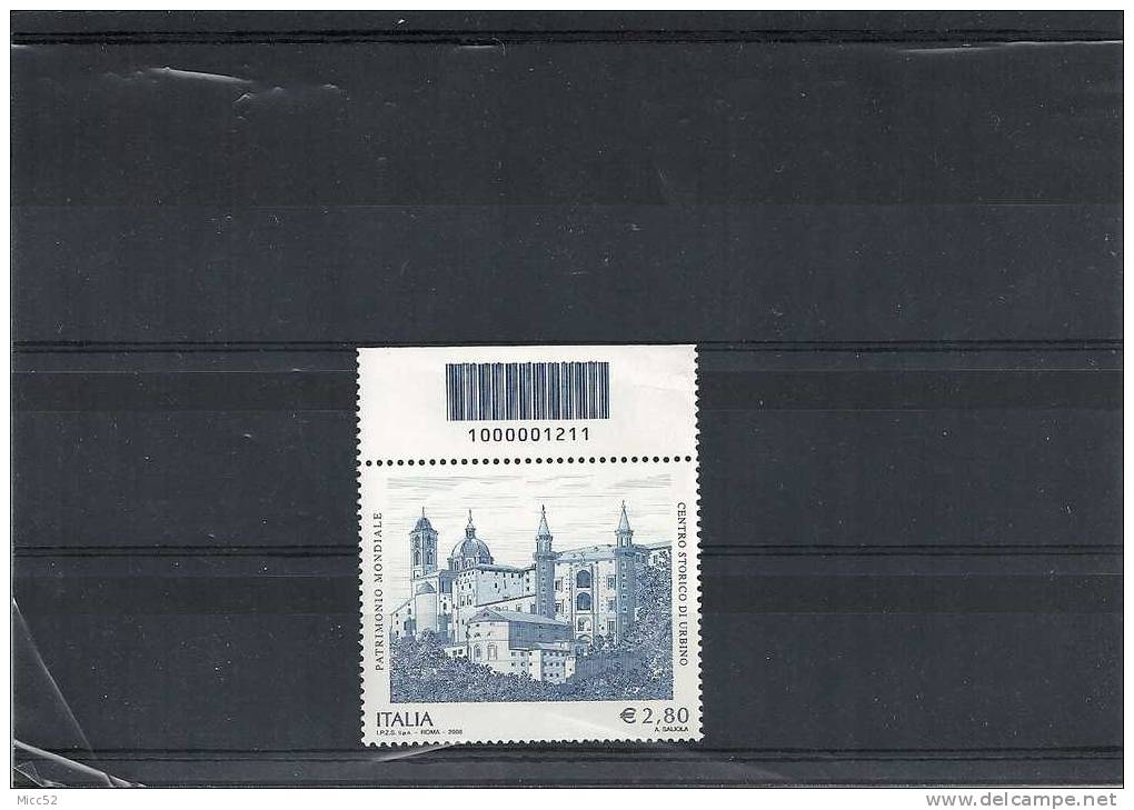 2008 ITALIA - URBINO - CODICE A BARRE NUOVO MNH** - 2001-10: Mint/hinged