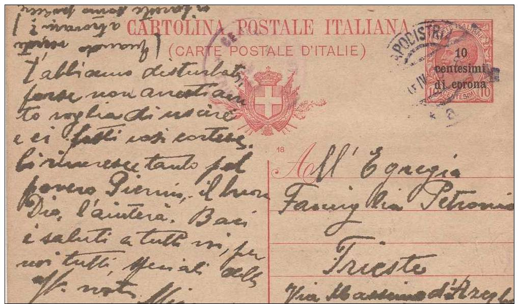 ITALIA CARTOLINA POSTALE 1919 N° C2 VIAGGIATA (r. 3899) - Storia Postale