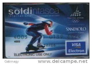BANKCARD - ITALY - SAN PAOLO - VISA ELECTRON - TORINO 2006 - OLYMPIC GAMES - SPEED SKATING - Non Classificati