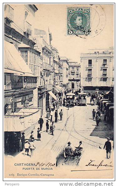 AK CARTAGENA PUERTA DE MURCIA Pferdebahn  OLD POSTCARD 1903 - Murcia