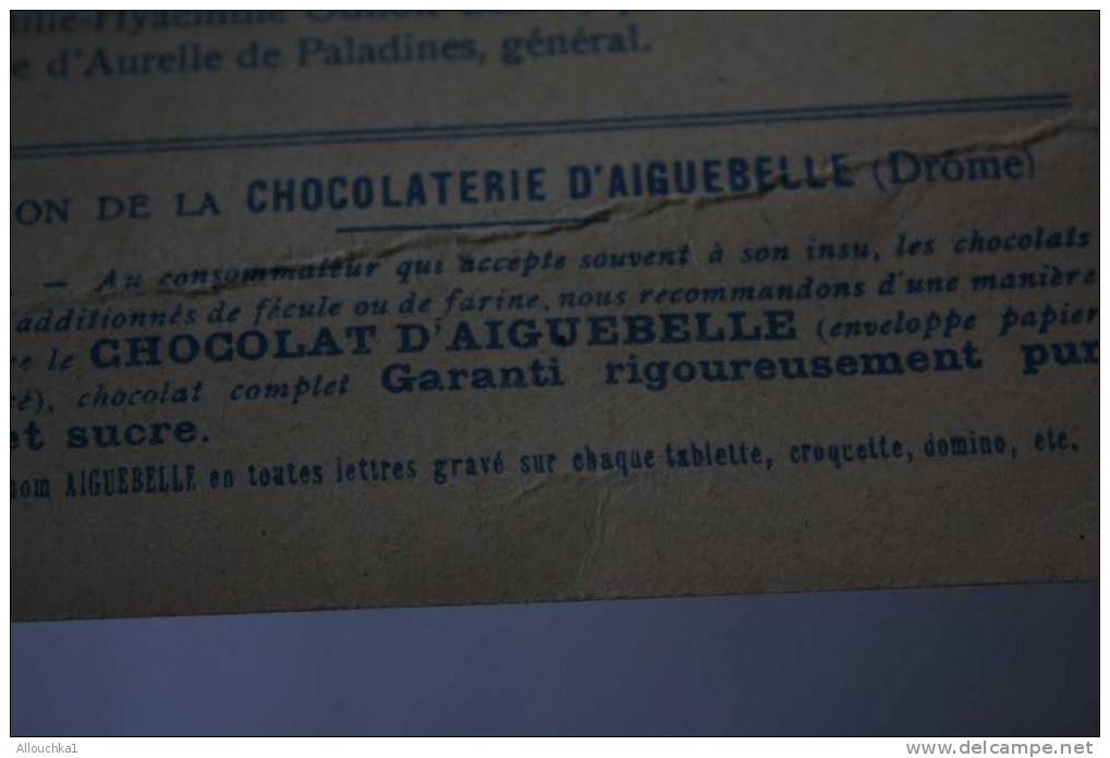 CHROMO IMAGE CHOCOLAT AIGUEBELLE >DEPARTEMENT DE  LA LOZERE 48 >>  Pliure - Aiguebelle