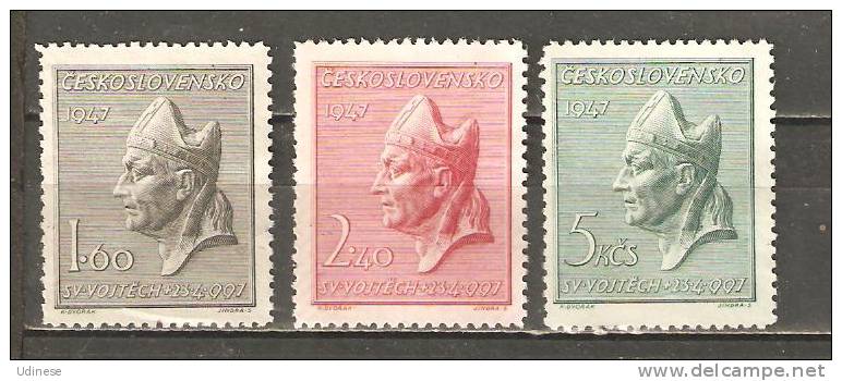 CZECHOSLOVAKIA 1947 - HOLY ADALBERT - CPL. SERIES - UNUSED NO GUM - Ongebruikt