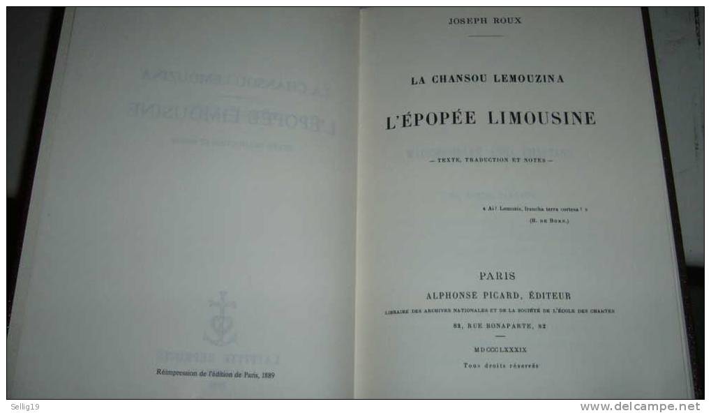 La Chansou Lemousina - L´épopée Limousine ( Texte, Traduction Et Notes ) - Limousin