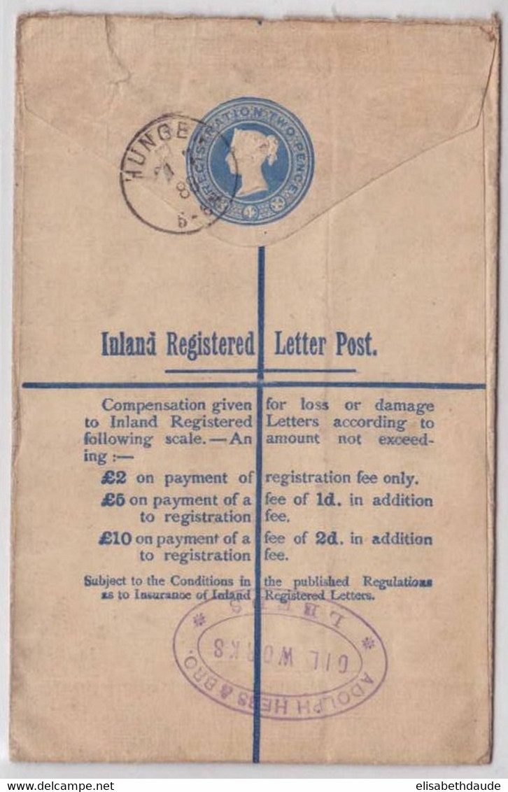 GB - 1888 - ENTIER ENVELOPPE RECOMMANDEE De LEEDS Pour HUNGEN (ALLEMAGNE) - Postwaardestukken