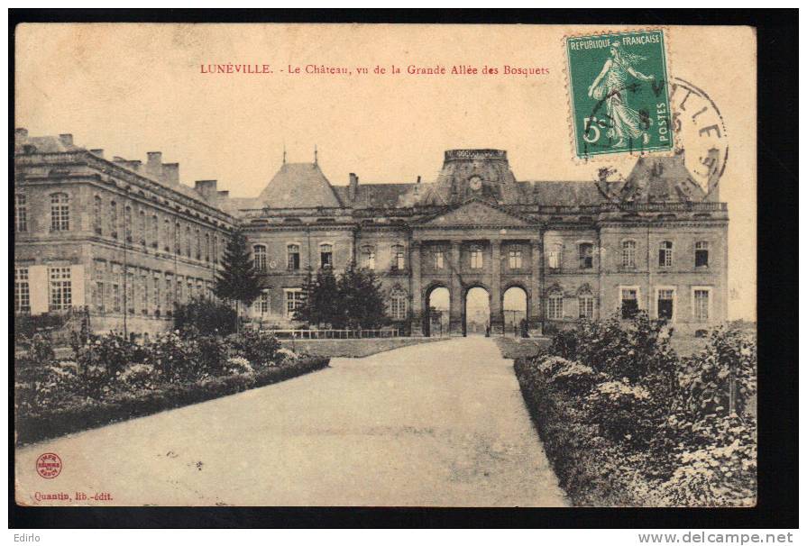 LUNEVILLE  Le Château Vu De La Grande Allée Des Bosquets  -bien Timbrée TTB - Luneville