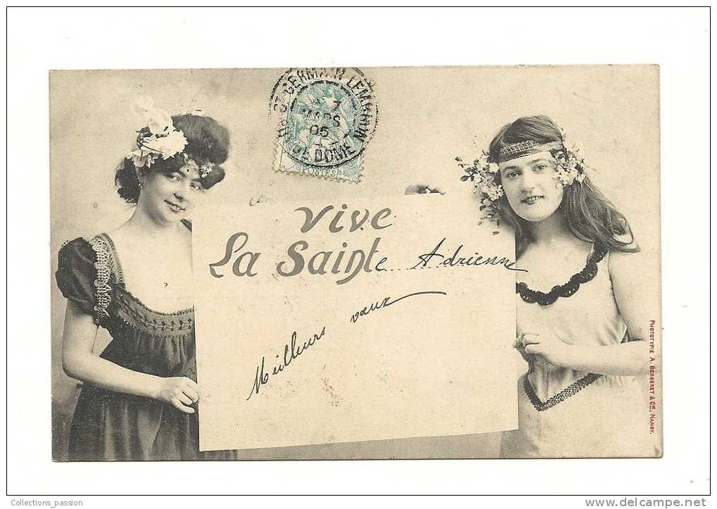 Cp, Prénom,Vive La Sainte..., Voyagée 1906 - Prénoms