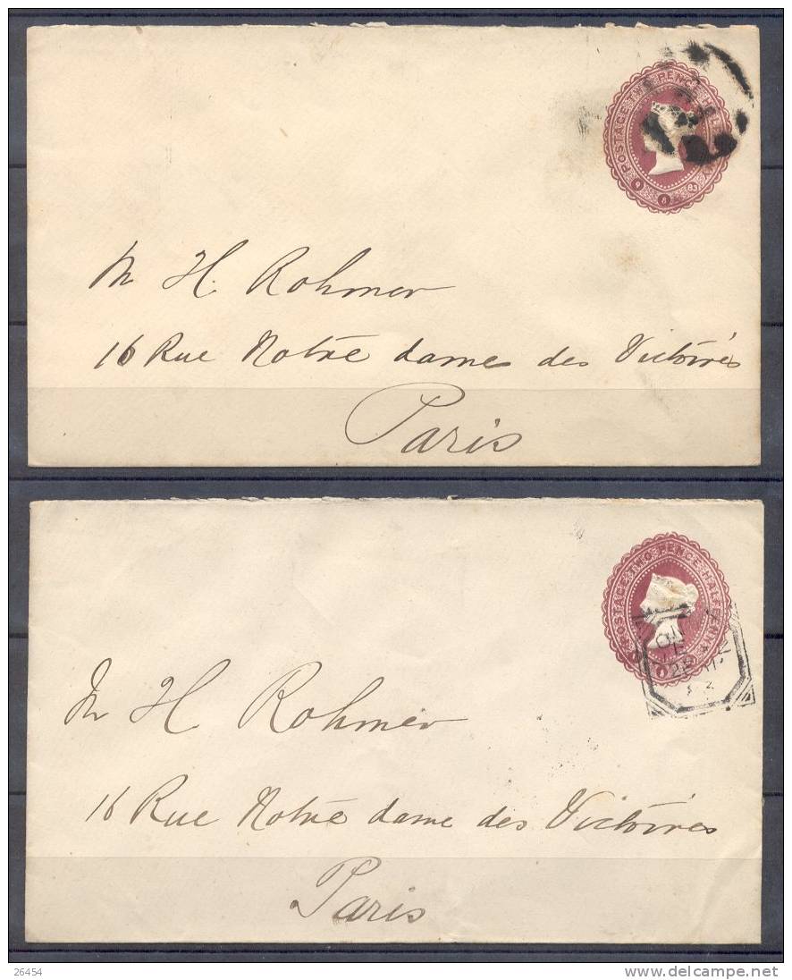 ENTIER POSTAL  Sur LETTRE     LOT  De 5   Pour PARIS   Annees  1883 - Entiers Postaux