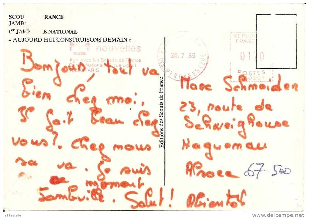 JAMBOREE  NATIONAL - SCOUT - JUILLET 1985 ( Traces Colle Verso ) - Scoutisme