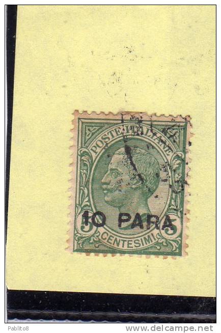 LEVANTE COSTANTINOPOLI 1908 SOPRASTAMPATO D'ITALIA ITALY OVERPRINTED 10 PA SU 5 C USATO USED OBLITERE' - Europese En Aziatische Kantoren