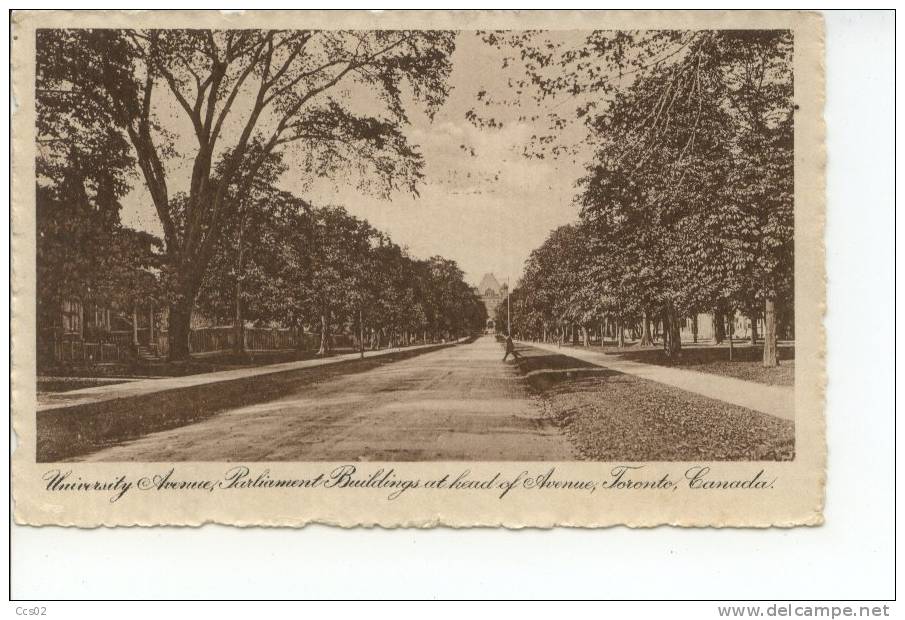 University Avenue, Parliament Buildings At Head Of Avenue, Toronto, Canada 1914 - Toronto