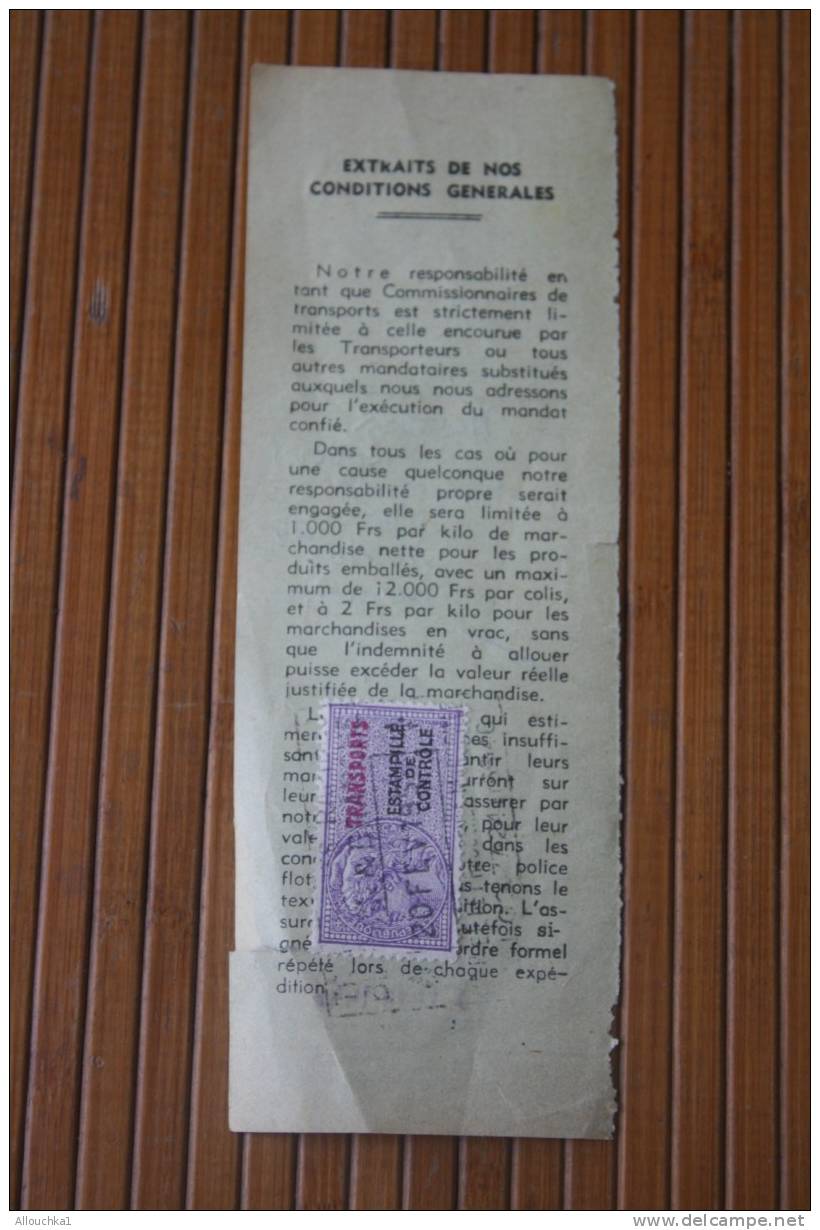 TITRE TRANSPORT BESSON & BRANCHE LYON >PARIS MARSEILLE >SERVICE RAPIDE TROYES LE LITTORAL AFRIQUE DU NORD + FISCAL 1954 - Europe