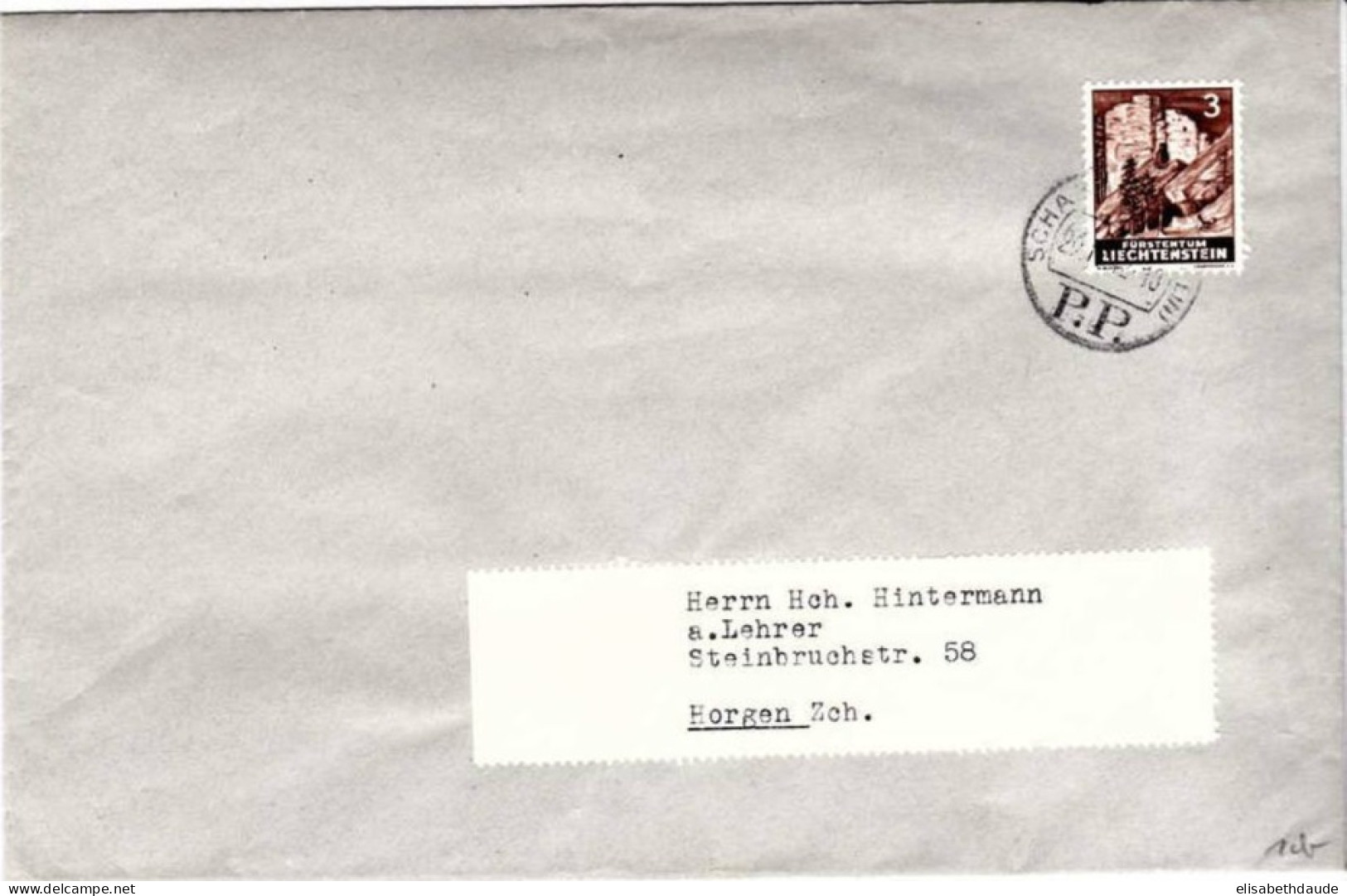 LIECHTENSTEIN - 1942 - ZNr.126 SEUL Sur LETTRE De SCHAAN (OBLITERATION PP) Pour HORGEN (SUISSE) - Lettres & Documents