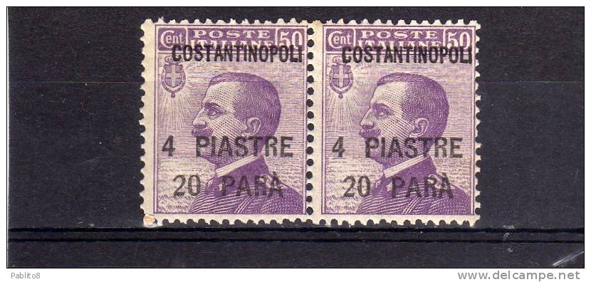 LEVANTE COSTANTINOPOLI 1923 SOPRASTAMPATO D'ITALIA ITALY OVERPRINTED 4,20 SU CENT. 50 C MNH COPPIA PAIR - Bureaux D'Europe & D'Asie