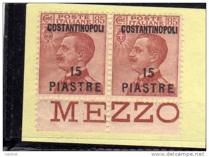 LEVANTE COSTANTINOPOLI 1923 SOPRASTAMPATO D'ITALIA ITALY OVERPRINTED 7,20 SU CENT. 60 C MNH COPPIA PAIR - Bureaux D'Europe & D'Asie