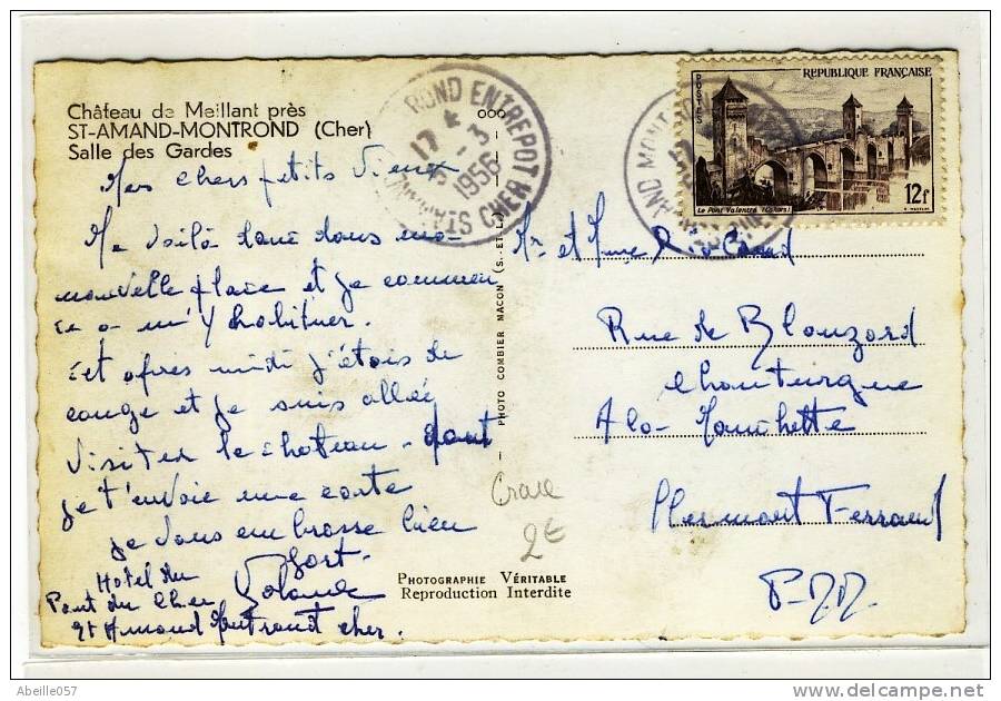 " St AMAND MONTROND ENTREPOT /  CHER  /  5.3.1956 " -  T04 - Poste Ferroviaire