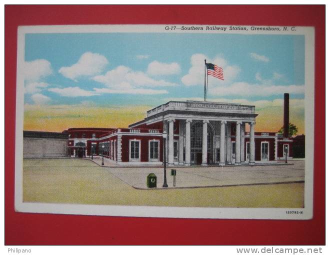 Depot- Train Station---     Southern Railway Station Greensboro NC   Vintage Wb---===-- Ref 190 - Greensboro