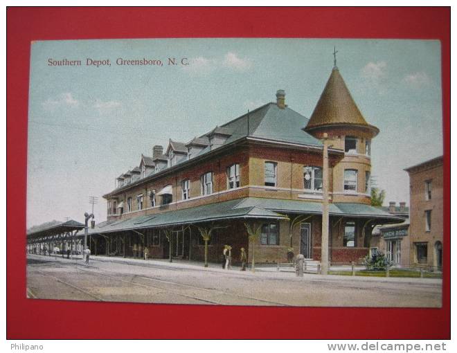 Depot- Train Station---     Southern Railway Depot  Greensboro NC   Ca 1910---===-- Ref 190 - Greensboro