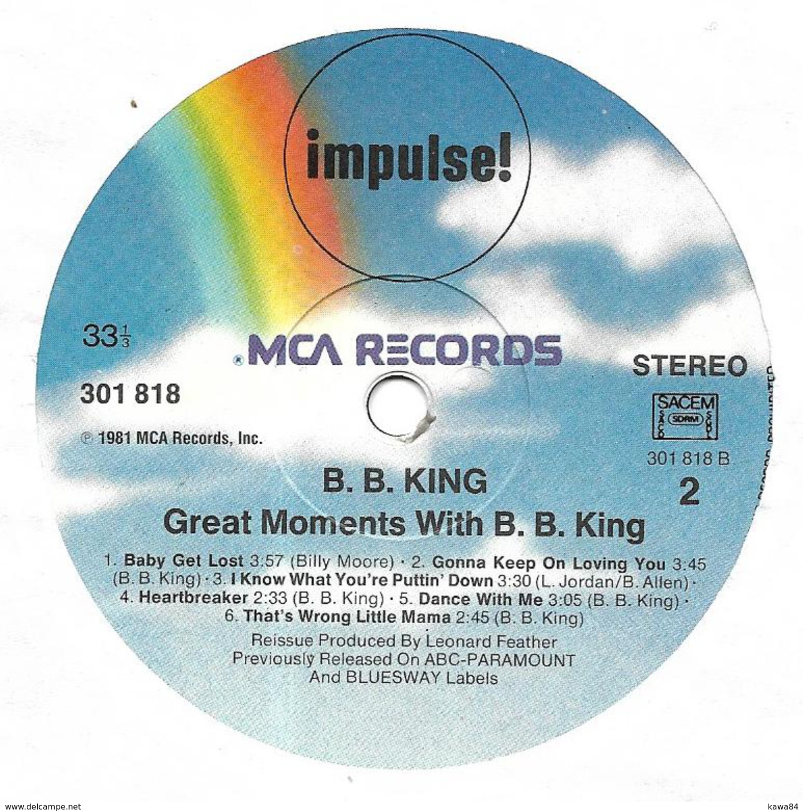 2 LP 33 RPM (12")  B.B King  "  Great Moments With  "  Europe - Blues