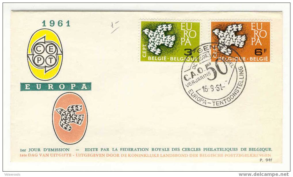 Belgio - Busta Fdc Europa 1961 - 1961