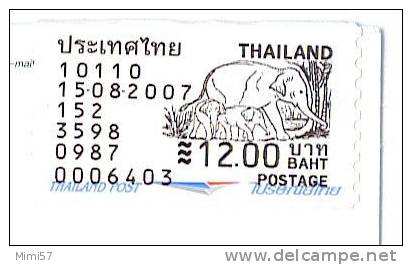 C.P.M. Thailande Avec Vignette Postale Elephant - Elefanten