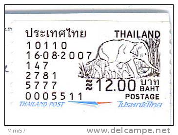 C.P.M. Thailande Avec Vignette Postale Elephant - Elefanten