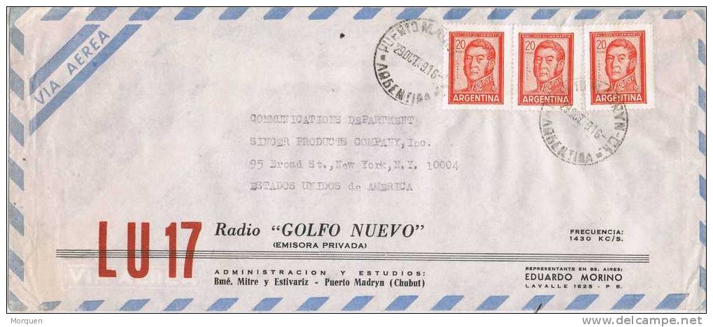 Carta Aerea PUERTO MADRYN (Chubut) Argentina 1969 - Brieven En Documenten