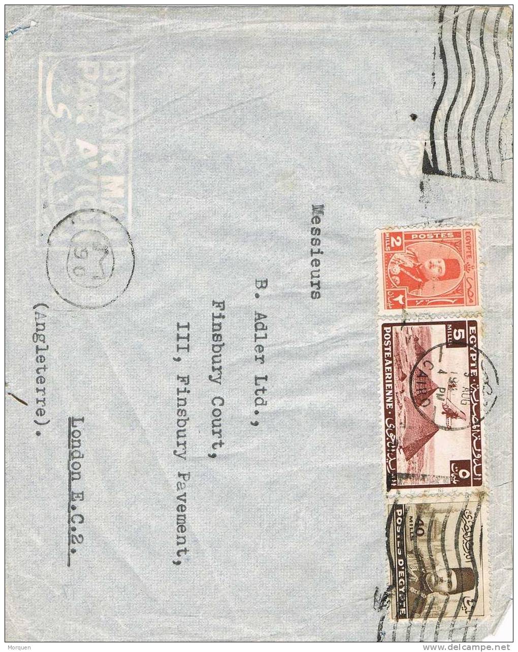 Carta Aerea EL CAIRO (Egipto)  1945. CENSOR - Briefe U. Dokumente