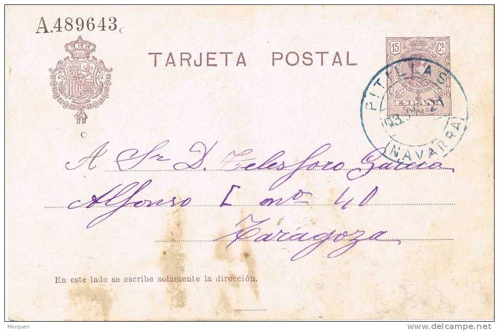 Entero Postal PITILLAS (Navarra) 1921. Alfonso XIII Medallon - 1850-1931