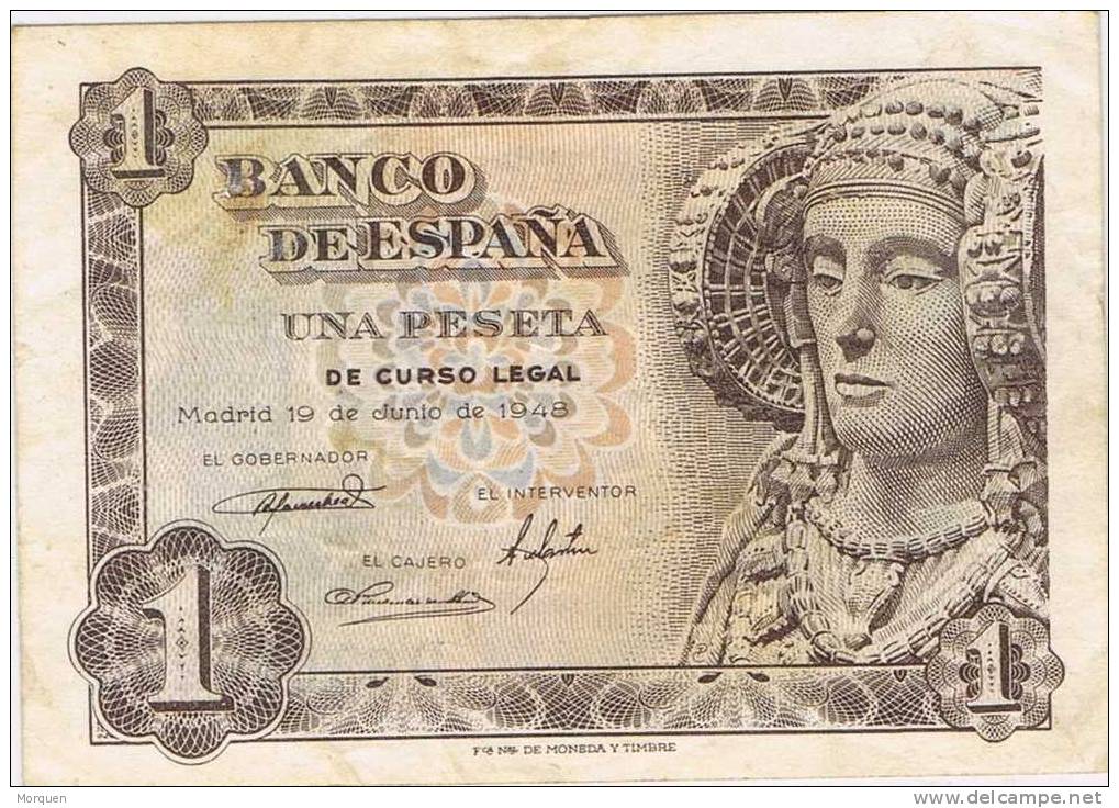 Billete 1 Pta 1948. Motivo Dama De Elche. MBC - 1-2 Pesetas