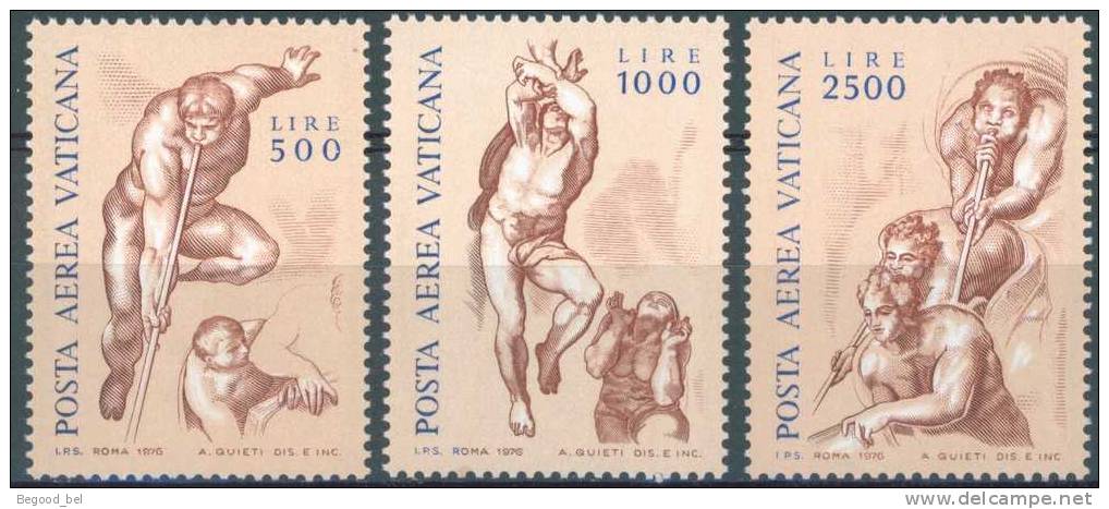 VATICAN - 1976 - MNH/*** -  MICHEL ANGE -  Mi 675-677 -  Yv PA 60-62 - Lot 3385 - Airmail