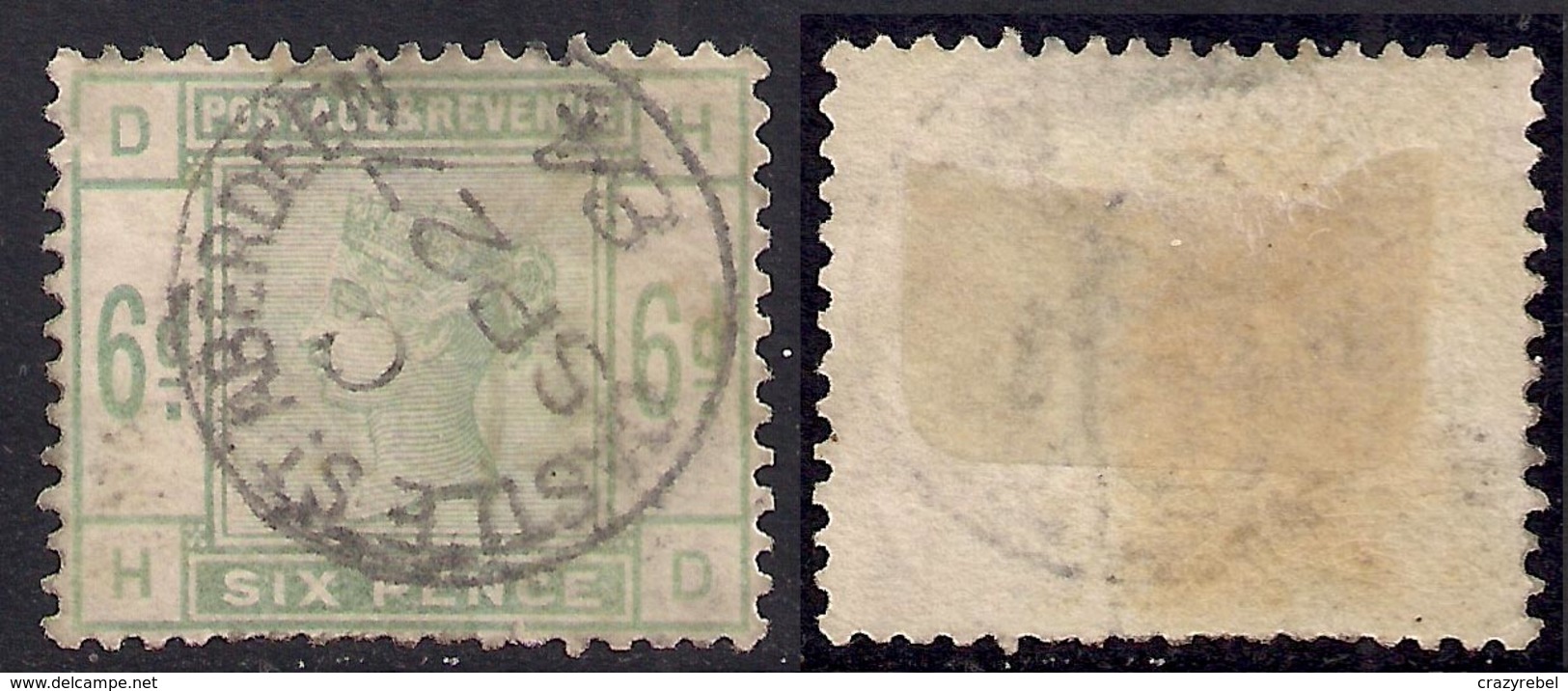 GB 1883 - 84 QV Dull Green 6d Aberdeen Pmk Used Stamp SG 194 ( H & D ) CV £480 ( B151 ) - Usados