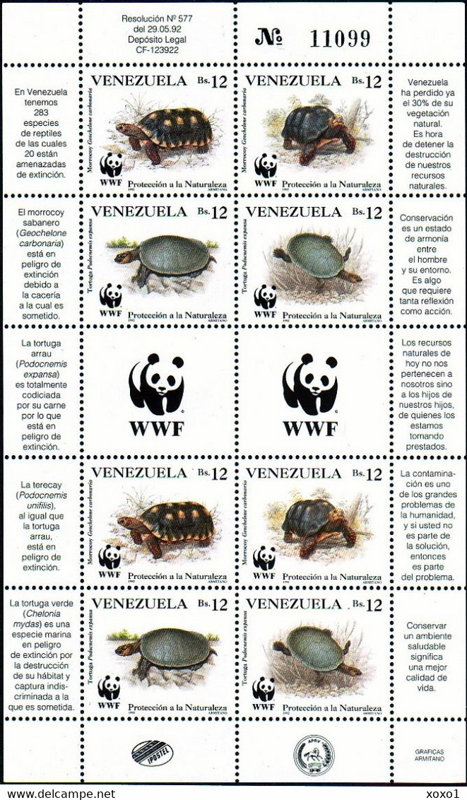 Venezuela 1992 MiNr. 2729 - 2732  WWF Turtles Red-footed Tortoise, Arrau Turtle 8v MNH** 14,00 € - Turtles