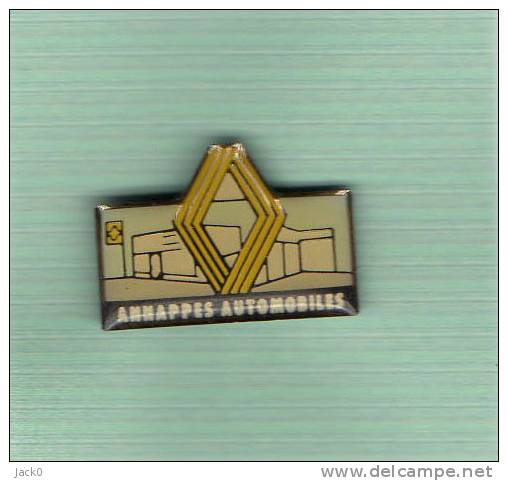 Pin´s  Automobiles  RENAULT  ANNAPPES  AUTOMOBILES, Sigle  Renault  Jaune - Renault