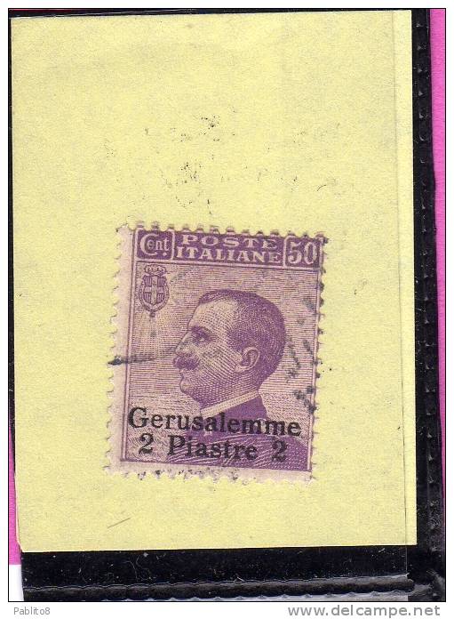 LEVANTE GERUSALEMME 1909 - 1911 PIASTRE 2pi SU CENT. 50c USATO USED OBLITERE' - Bureaux D'Europe & D'Asie