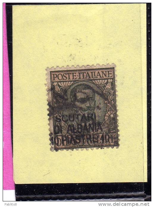 LEVANTE SCUTARI D´ALBANIA 1909 - 1911 SOPRASTAMPATO D´ITALIA ITALY OVERPRINTED 40 PI SU LIRE 10 USATO USED OBLITERE´ - Bureaux D'Europe & D'Asie