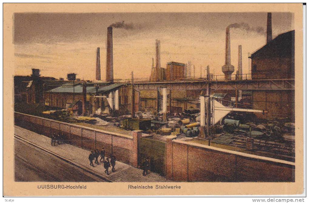 Duisburg, Hochfeld.  -  Rheinische Stahlwerke  /  Belgische Militaire Stempel 1923 /  ) Hasselt - Duisburg